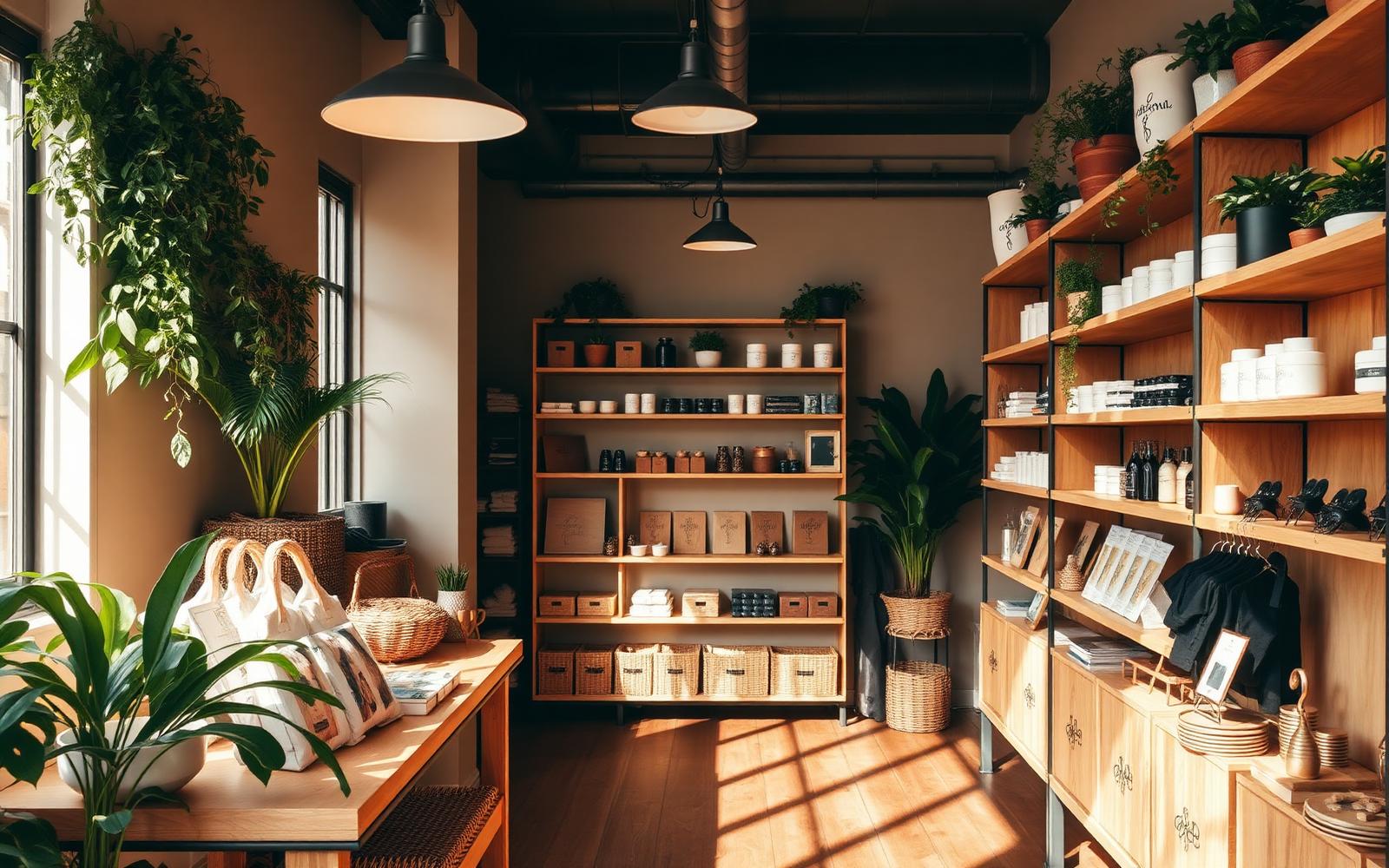 Vitrine soignée d'une boutique de produits naturels