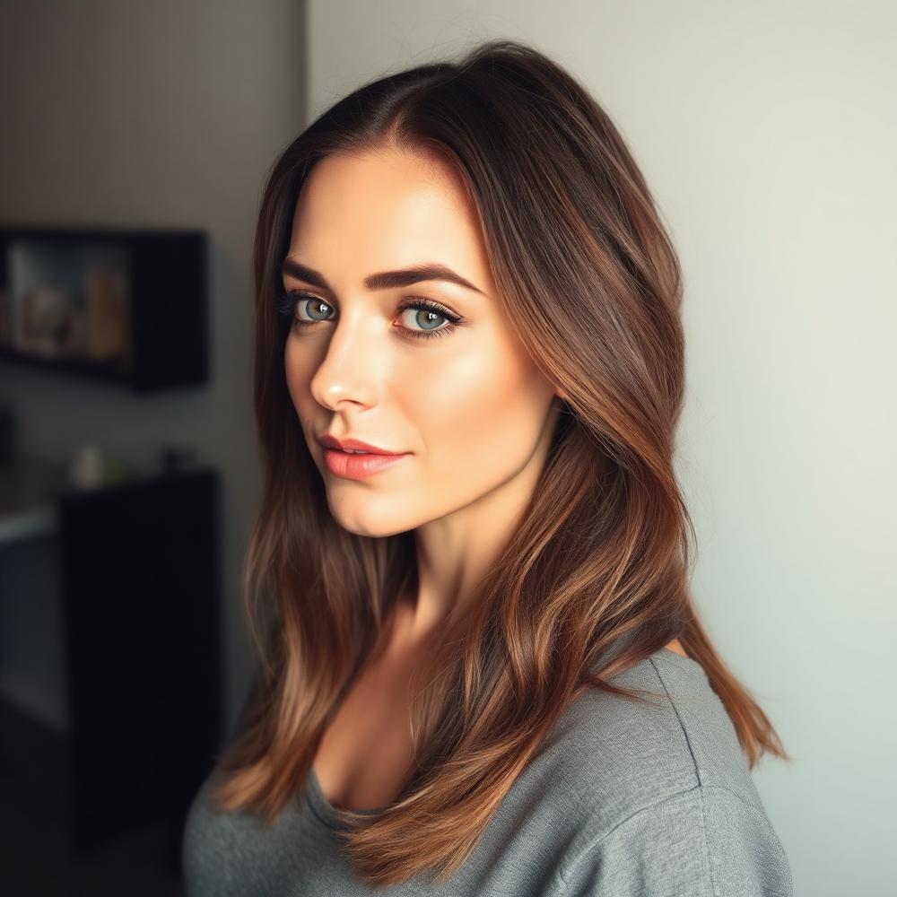 Cheveux bruns servant d'inspiration avant balayage
