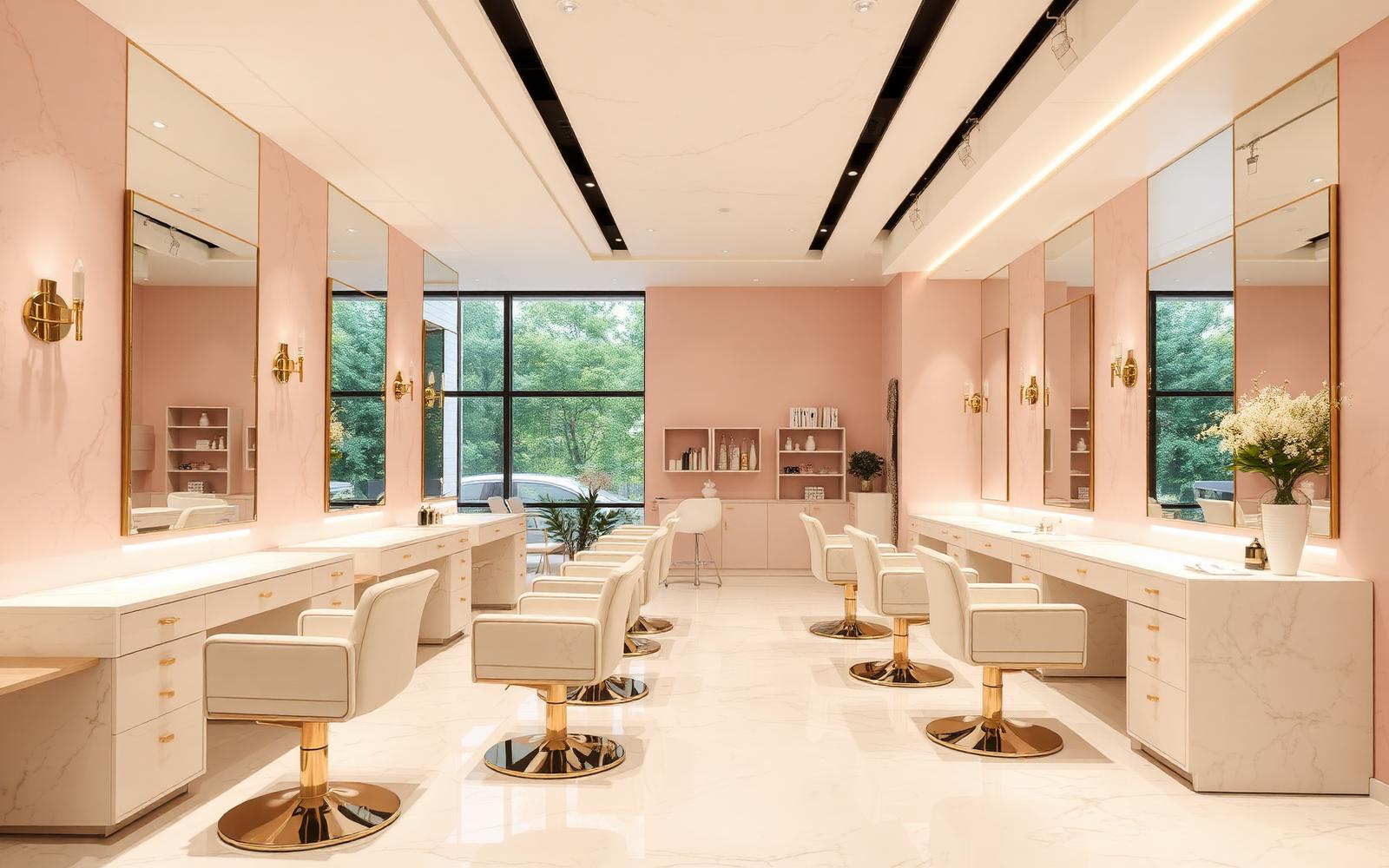 Intérieur clair d'un salon de coiffure premium